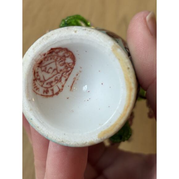 Vintage Handmade French Seed Beaded Flower Floral Bouquet Asian longevity Cup - Picture 6 of 13